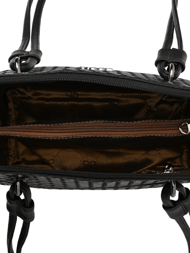 Rocia By Regal Black Women Solid Woven Textured Bag