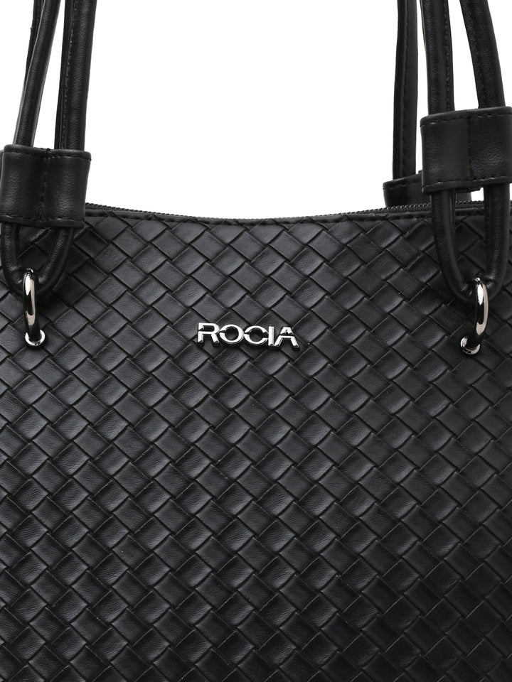 Rocia By Regal Black Women Solid Woven Textured Bag