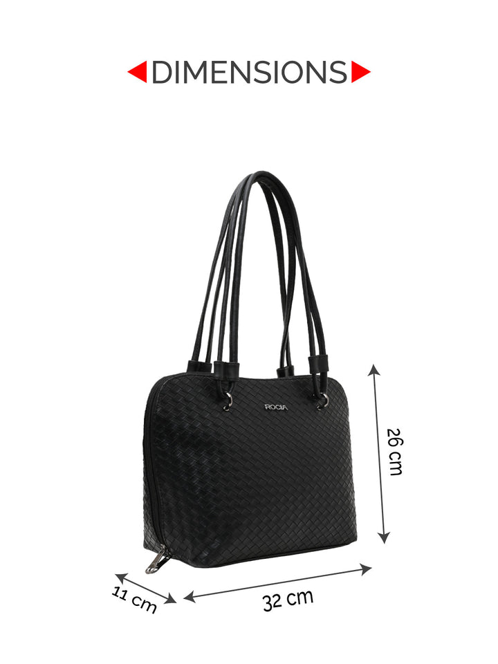 Rocia By Regal Black Women Solid Woven Textured Bag