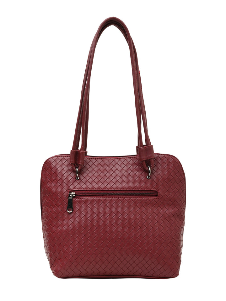 Rocia By Regal Maroon Women Solid Woven Textured Bag