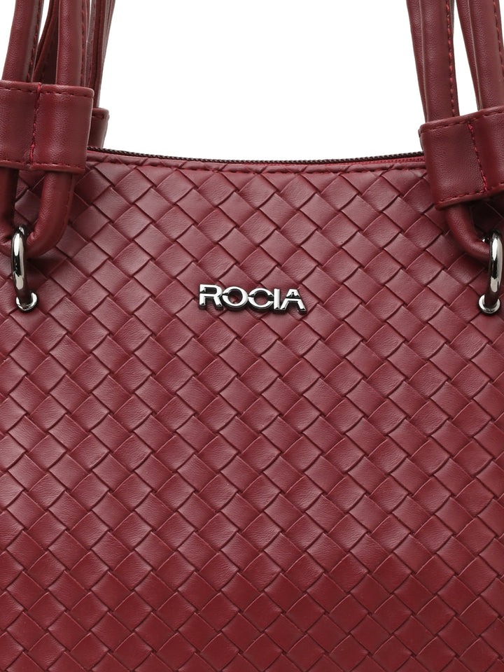 Rocia By Regal Maroon Women Solid Woven Textured Bag