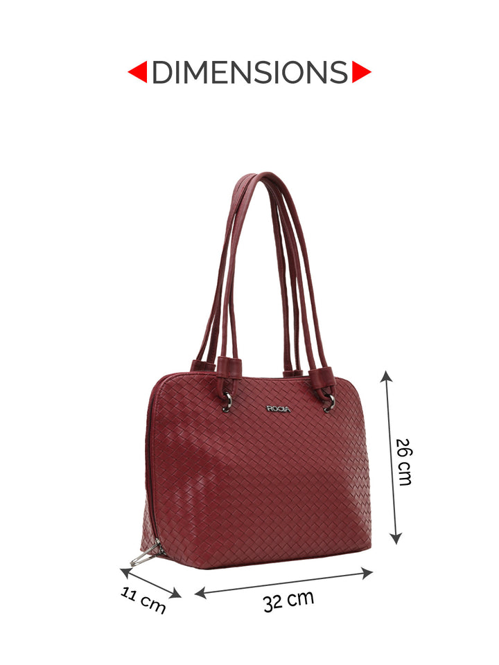 Rocia By Regal Maroon Women Solid Woven Textured Bag