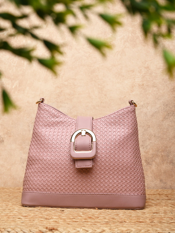 Rocia By Regal Pink Women Woven Textured Handbag
