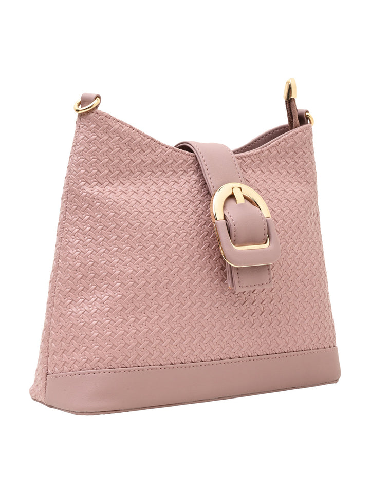 Rocia By Regal Pink Women Woven Textured Handbag