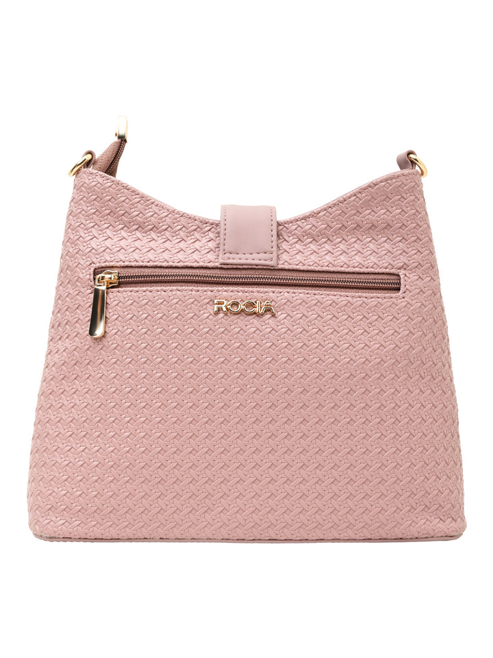 Rocia By Regal Pink Women Woven Textured Handbag