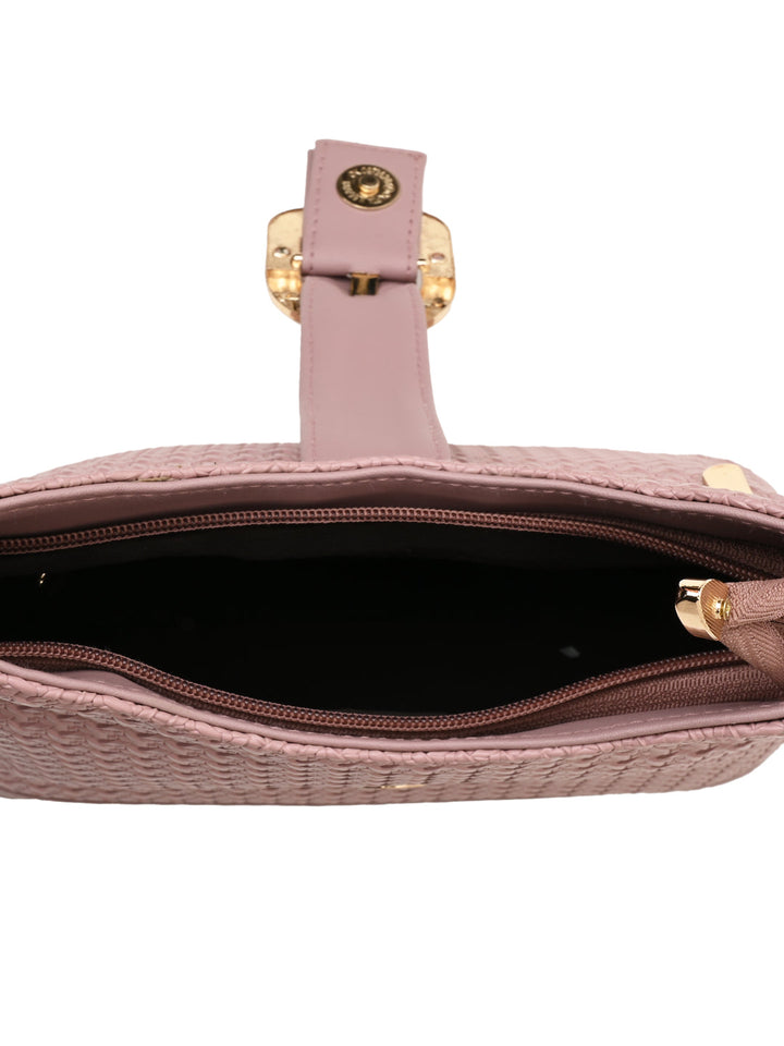 Rocia By Regal Pink Women Woven Textured Handbag