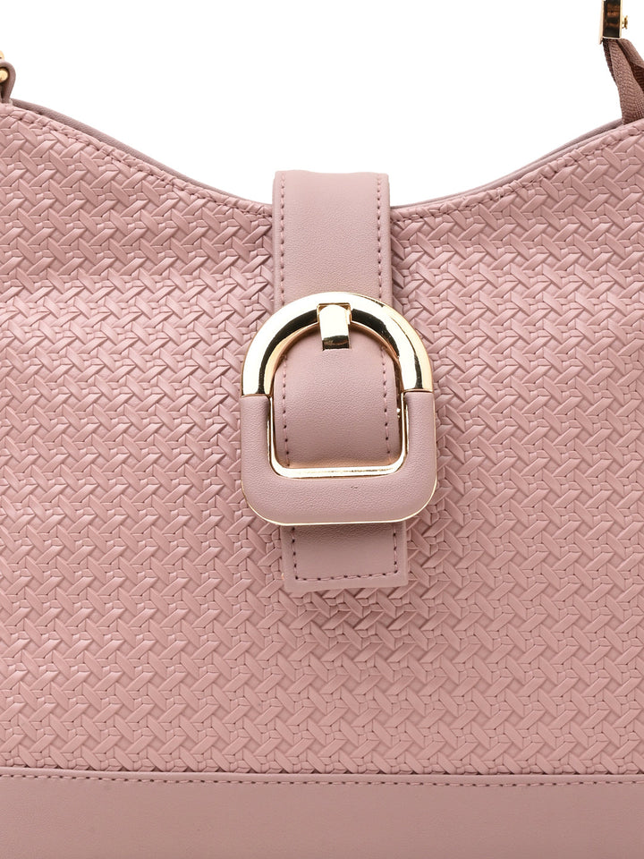 Rocia By Regal Pink Women Woven Textured Handbag