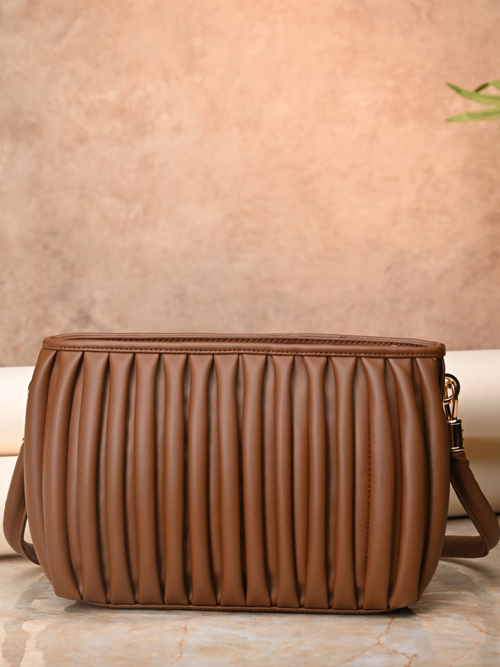 Rocia By Regal Tan Women Solid Pleated Shoulder Bag