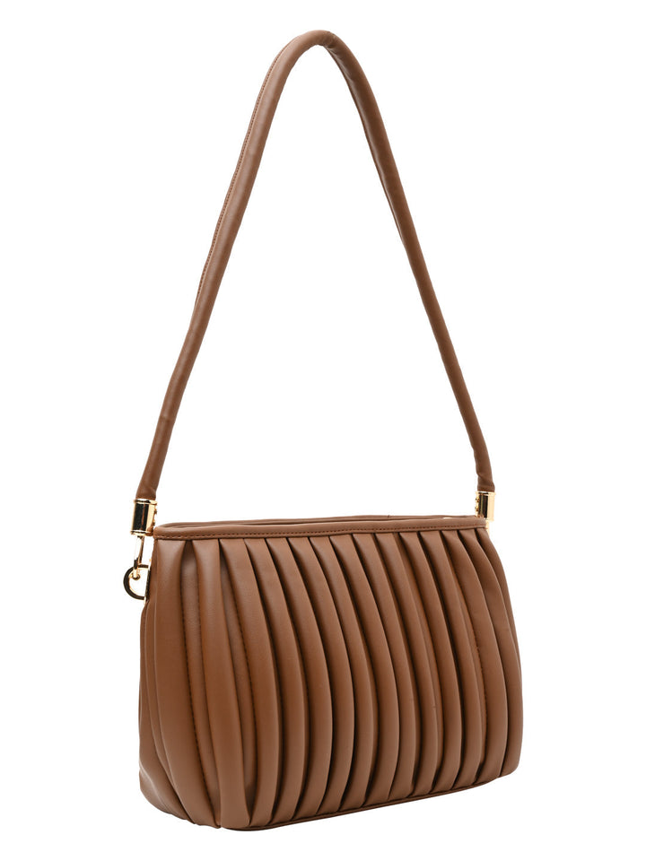 Rocia By Regal Tan Women Solid Pleated Shoulder Bag