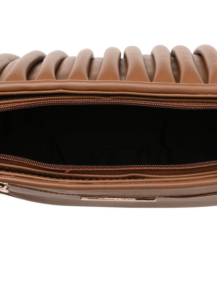 Rocia By Regal Tan Women Solid Pleated Shoulder Bag