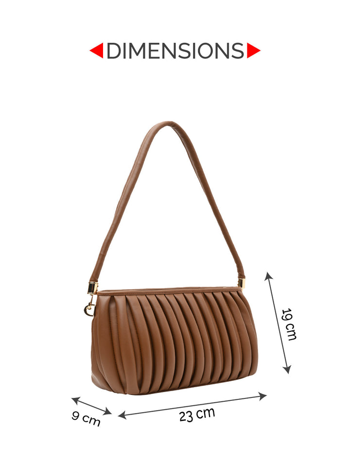 Rocia By Regal Tan Women Solid Pleated Shoulder Bag