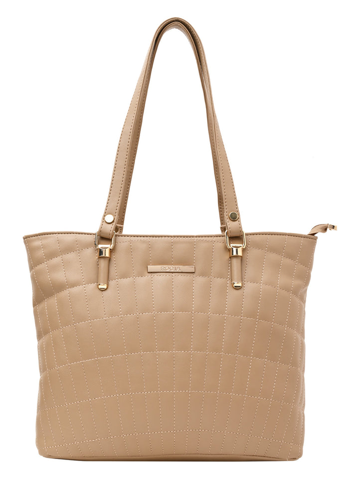 Rocia By Regal Beige Women Quilted Tote Bag