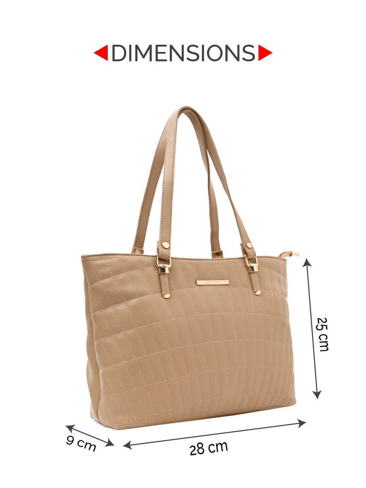 Rocia By Regal Beige Women Quilted Tote Bag
