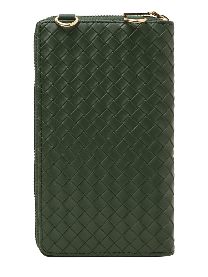 Rocia By Regal Green Women Woven Textured Mobile Wallet Crossbody