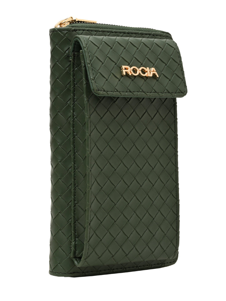 Rocia By Regal Green Women Woven Textured Mobile Wallet Crossbody