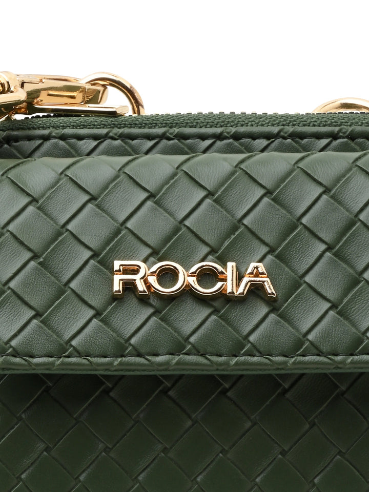 Rocia By Regal Green Women Woven Textured Mobile Wallet Crossbody