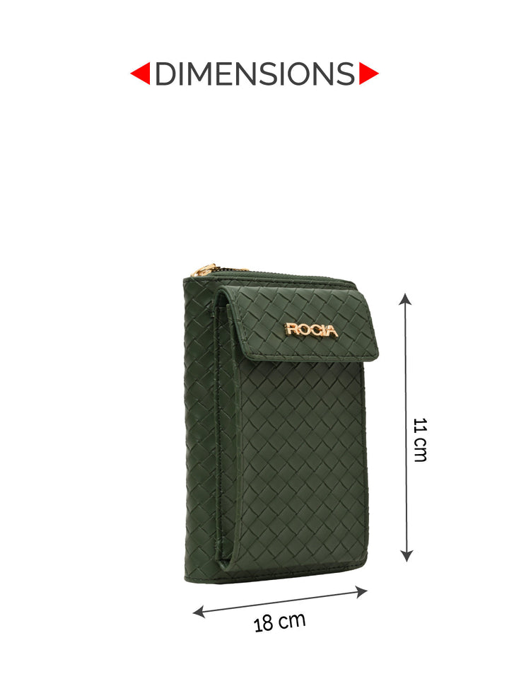 Rocia By Regal Green Women Woven Textured Mobile Wallet Crossbody
