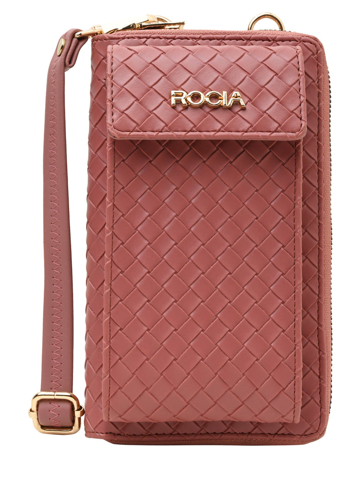Rocia By Regal Pink Women Woven Textured Mobile Wallet Crossbody