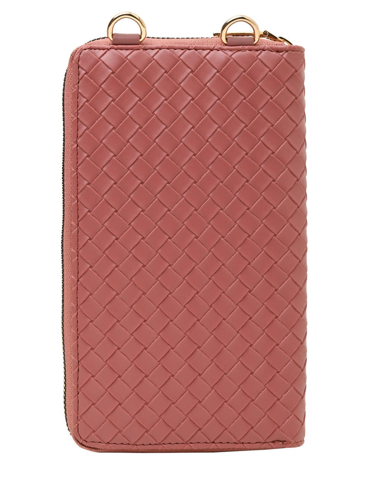 Rocia By Regal Pink Women Woven Textured Mobile Wallet Crossbody