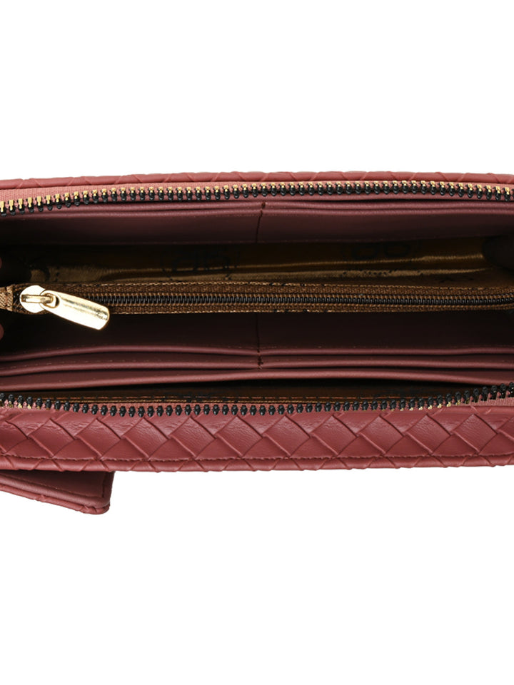 Rocia By Regal Pink Women Woven Textured Mobile Wallet Crossbody