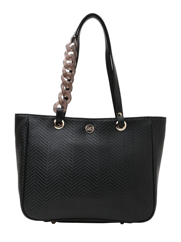 Rocia By Regal Black Women Textured Chain Handle Bag
