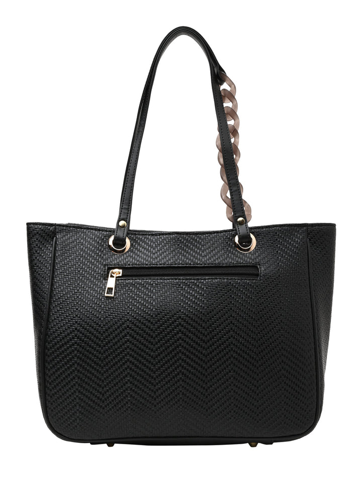 Rocia By Regal Black Women Textured Chain Handle Bag