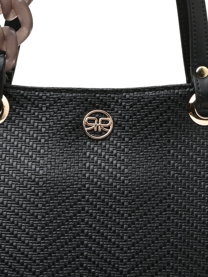 Rocia By Regal Black Women Textured Chain Handle Bag