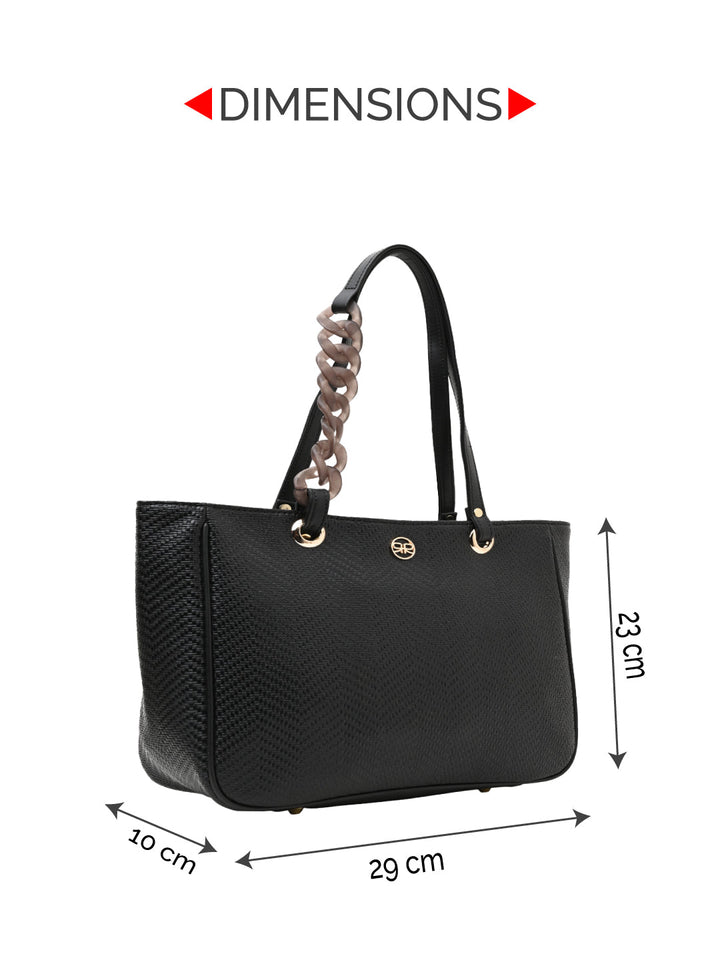 Rocia By Regal Black Women Textured Chain Handle Bag