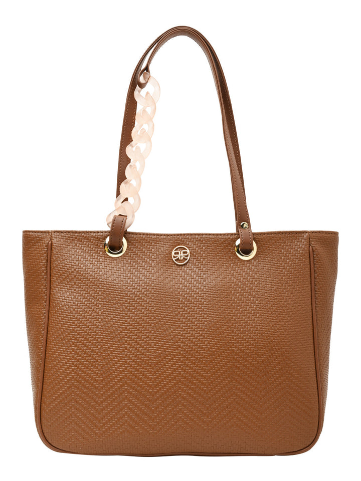 Rocia By Regal Tan Women Textured Chain Handle Bag