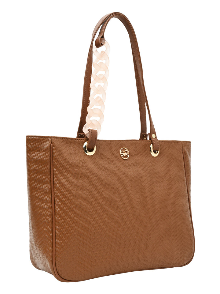 Rocia By Regal Tan Women Textured Chain Handle Bag