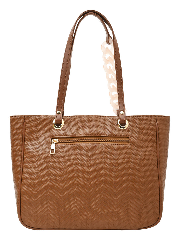 Rocia By Regal Tan Women Textured Chain Handle Bag