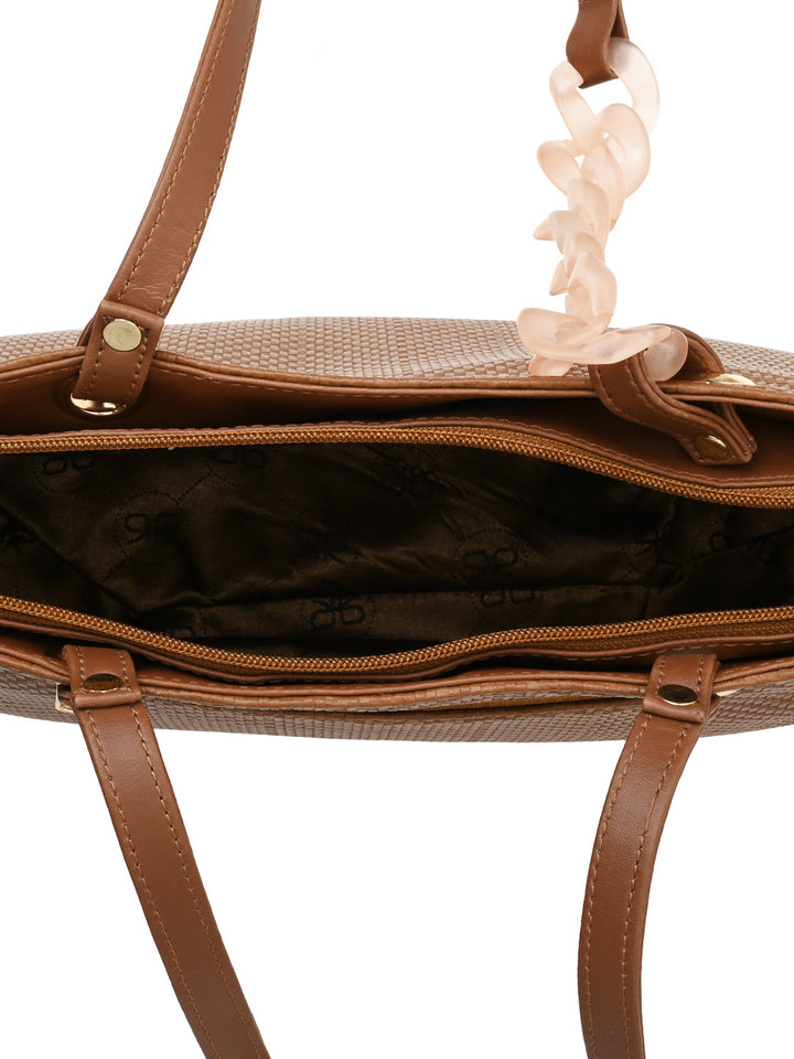 Rocia By Regal Tan Women Textured Chain Handle Bag