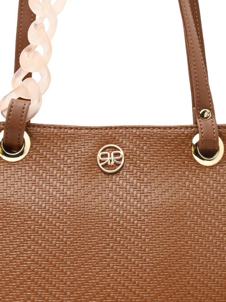 Rocia By Regal Tan Women Textured Chain Handle Bag