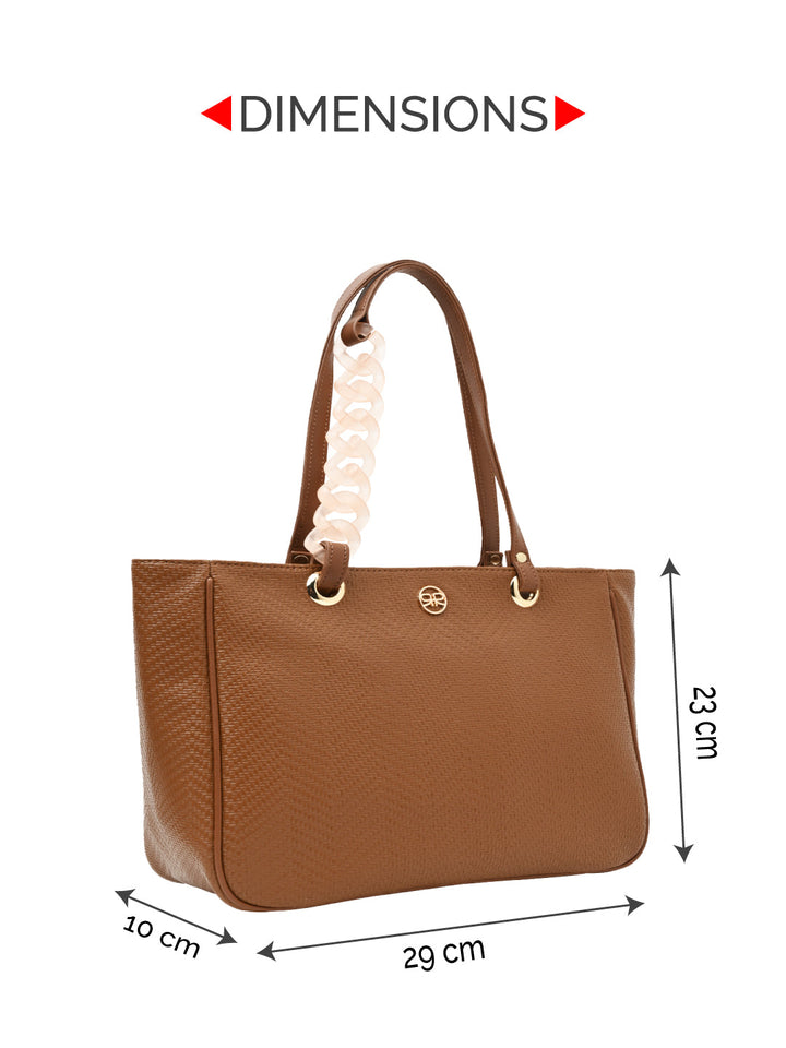 Rocia By Regal Tan Women Textured Chain Handle Bag