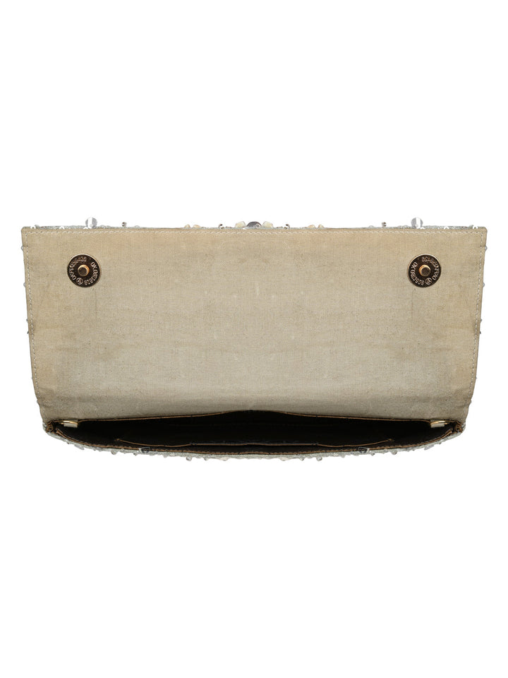 Rocia By Regal Silver Women Heavy Embellished Clutch