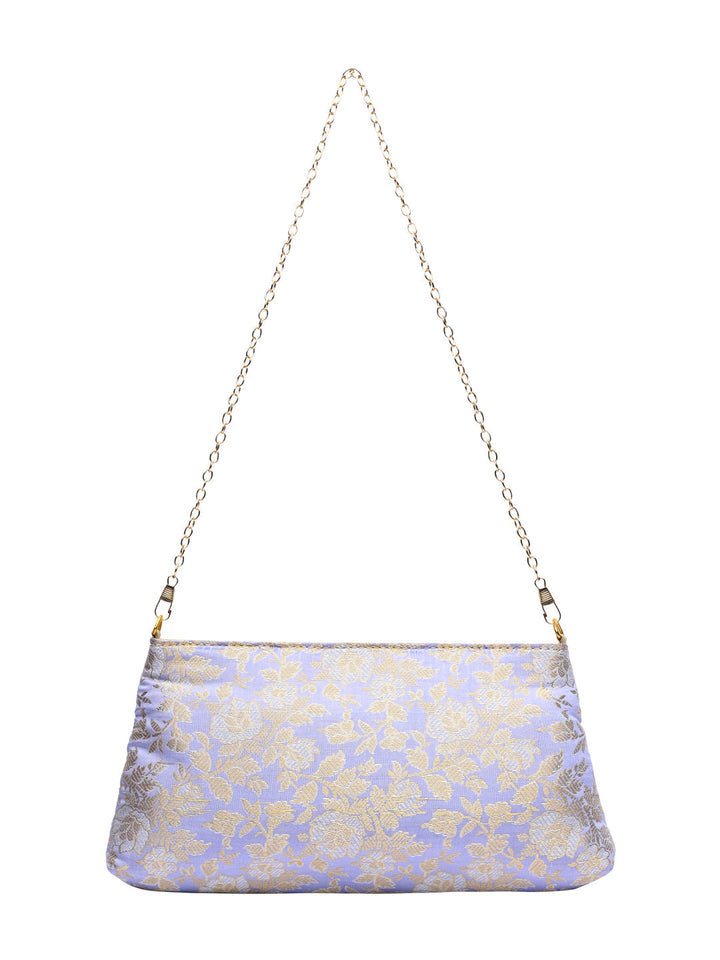 Rocia By Regal Lilac Women Pearl Embellished Brocade Clutch