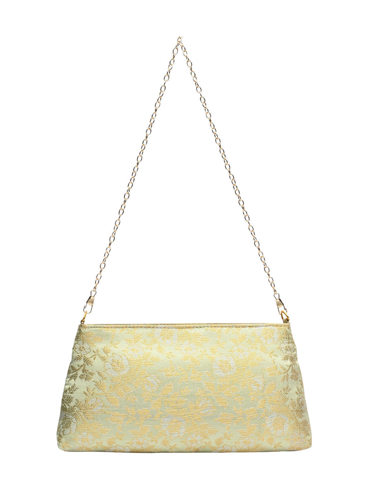 Rocia By Regal Mint Women Pearl Embellished Brocade Clutch