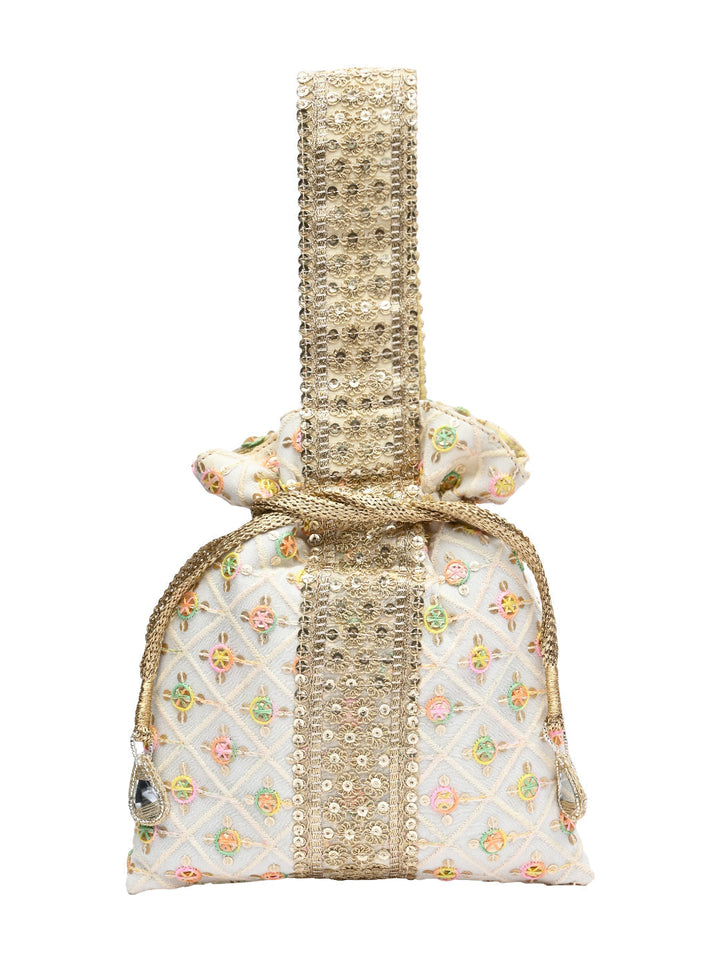 Rocia By Regal Ivory Women Embroidered Potlis