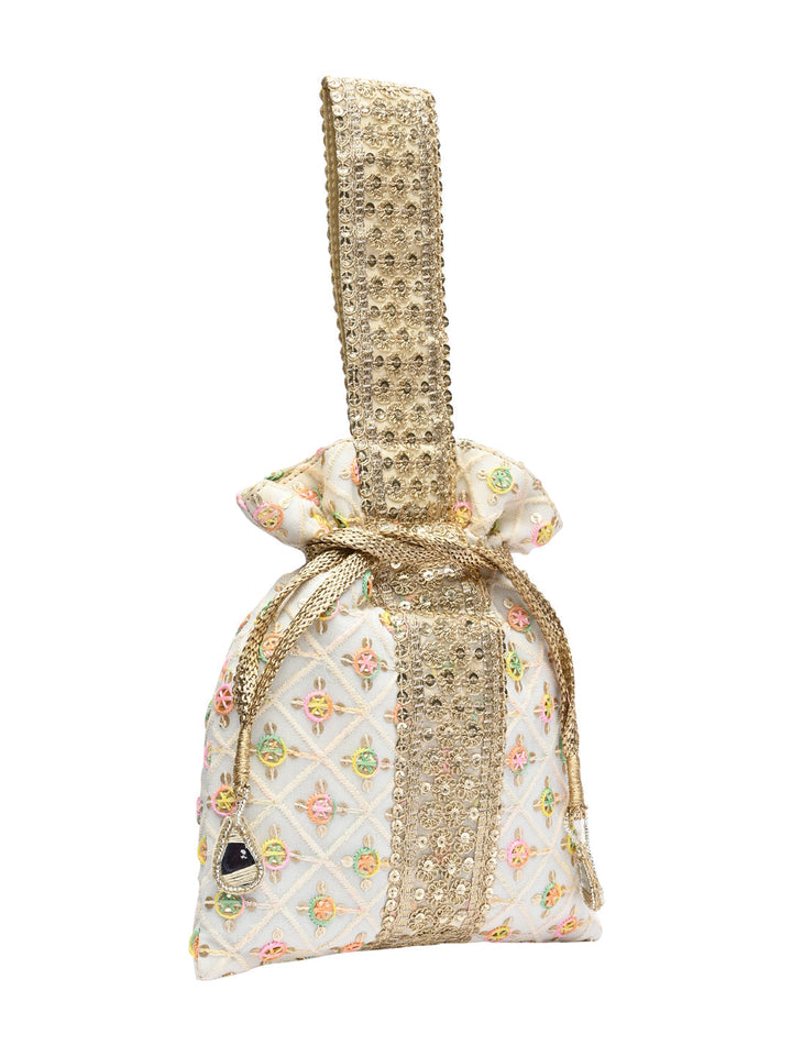 Rocia By Regal Ivory Women Embroidered Potlis