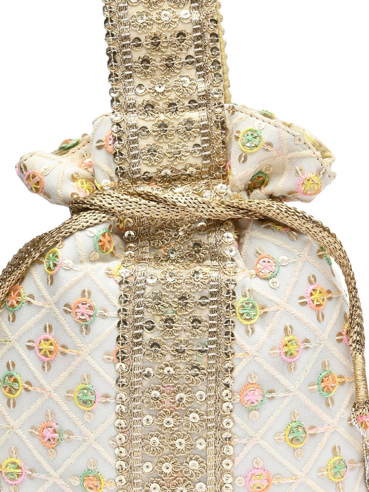 Rocia By Regal Ivory Women Embroidered Potlis