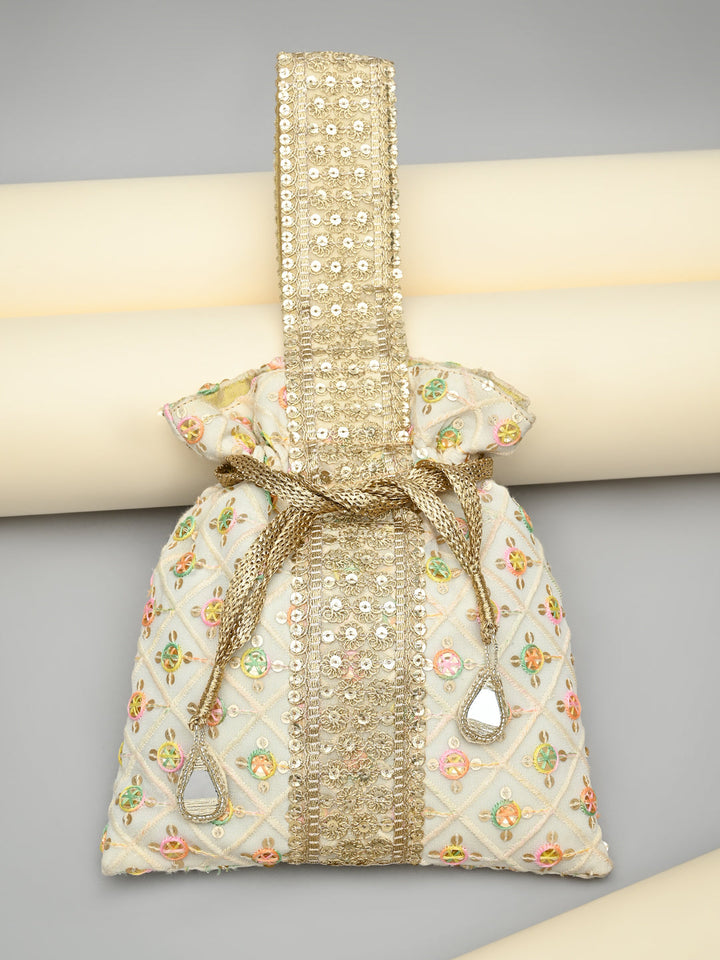 Rocia By Regal Ivory Women Embroidered Potlis