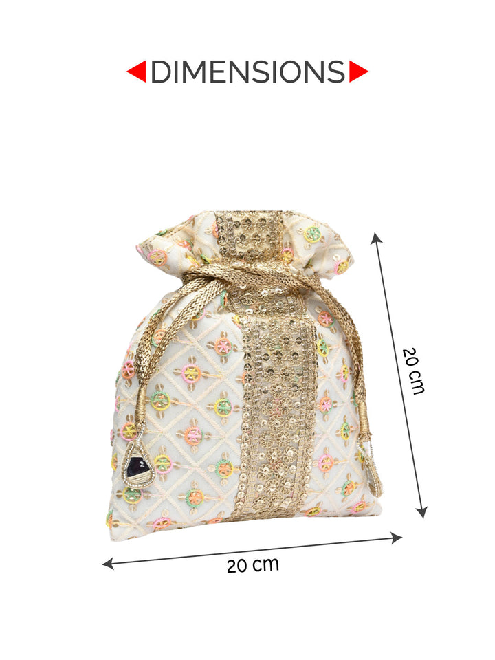 Rocia By Regal Ivory Women Embroidered Potlis