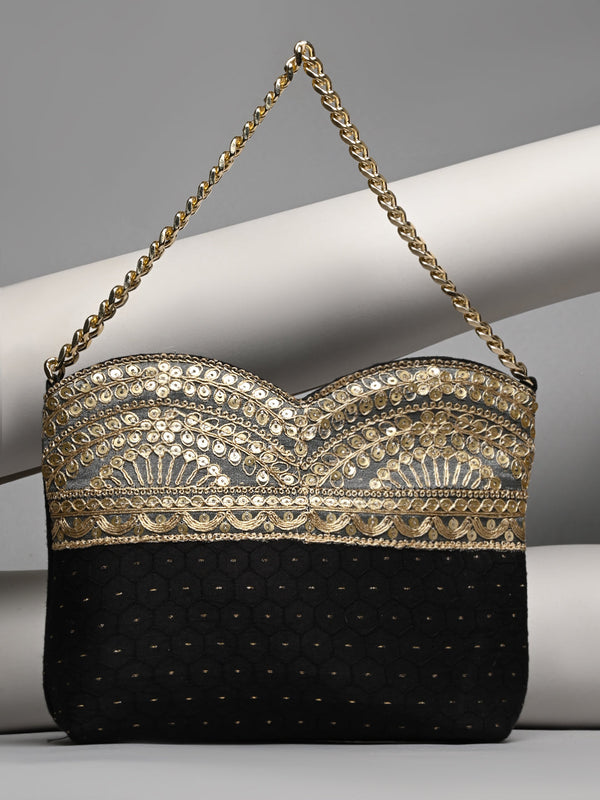 Rocia By Regal Black Women Small Ethnic Lace Bag