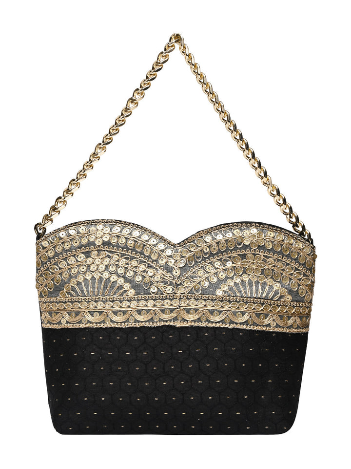 Rocia By Regal Black Women Small Ethnic Lace Bag