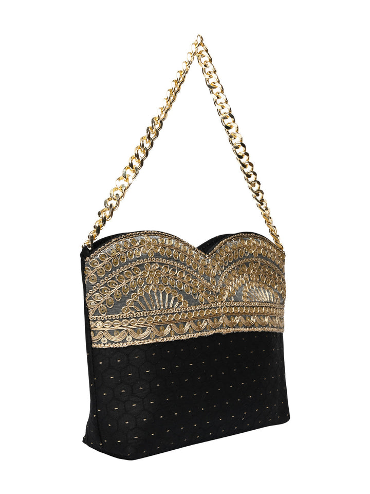 Rocia By Regal Black Women Small Ethnic Lace Bag
