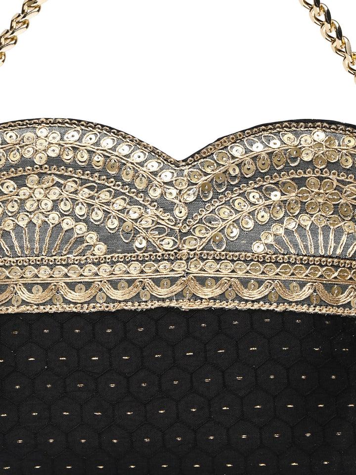 Rocia By Regal Black Women Small Ethnic Lace Bag