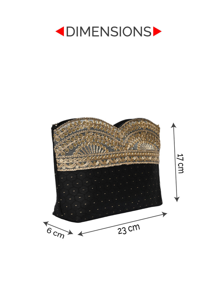 Rocia By Regal Black Women Small Ethnic Lace Bag