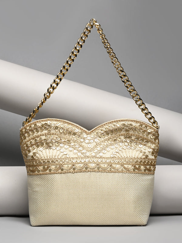 Rocia By Regal Gold Women Small Ethnic Lace Bag