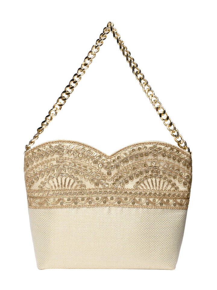 Rocia By Regal Gold Women Small Ethnic Lace Bag
