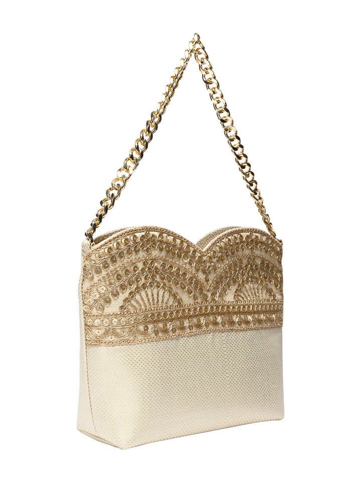 Rocia By Regal Gold Women Small Ethnic Lace Bag